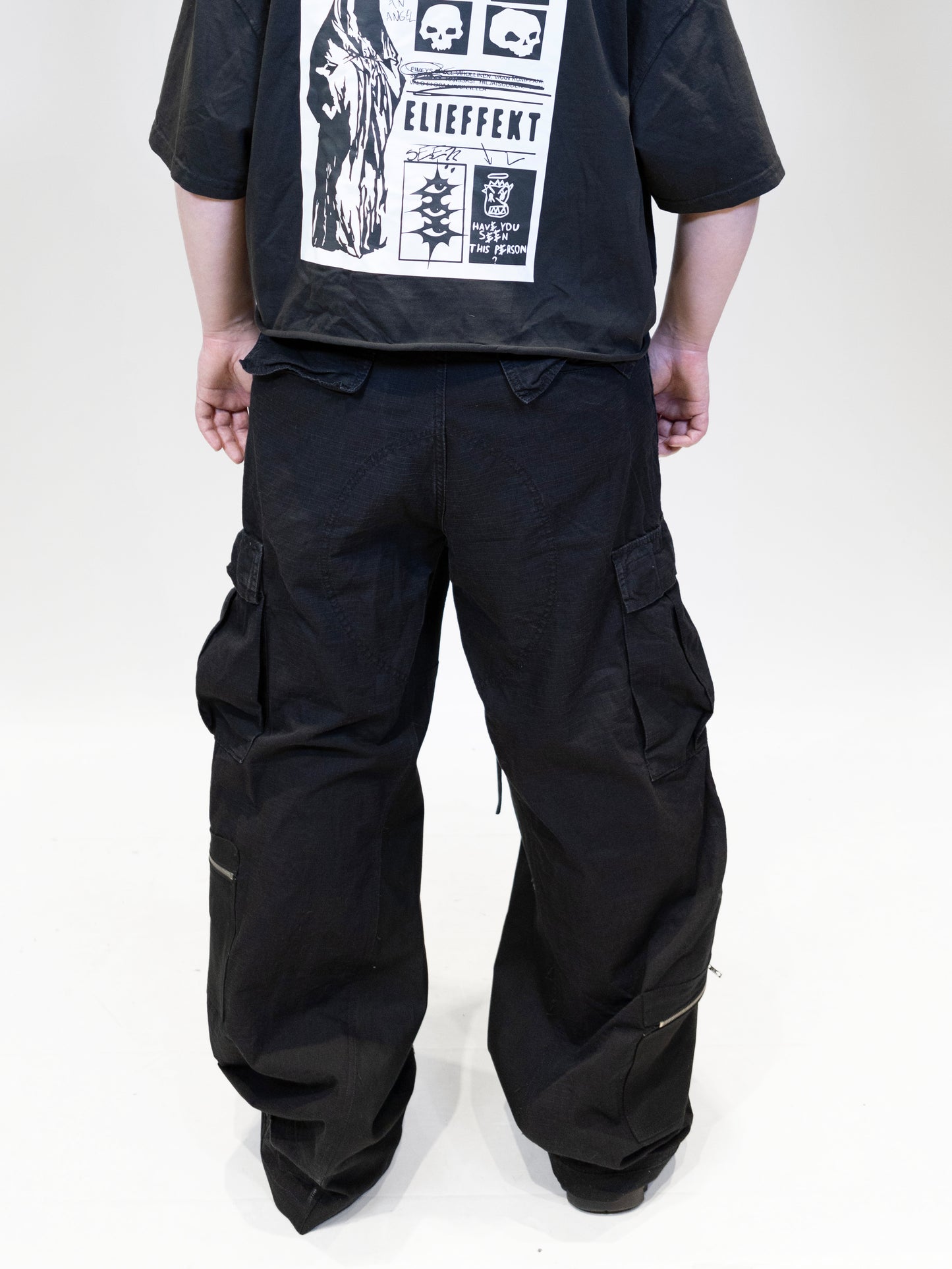 ELIEFFEKT 'CAR GO' PANTS | BLACK COTTON CARGO PANTS