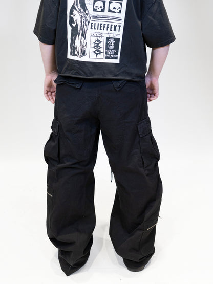 ELIEFFEKT 'CAR GO' PANTS | BLACK COTTON CARGO PANTS