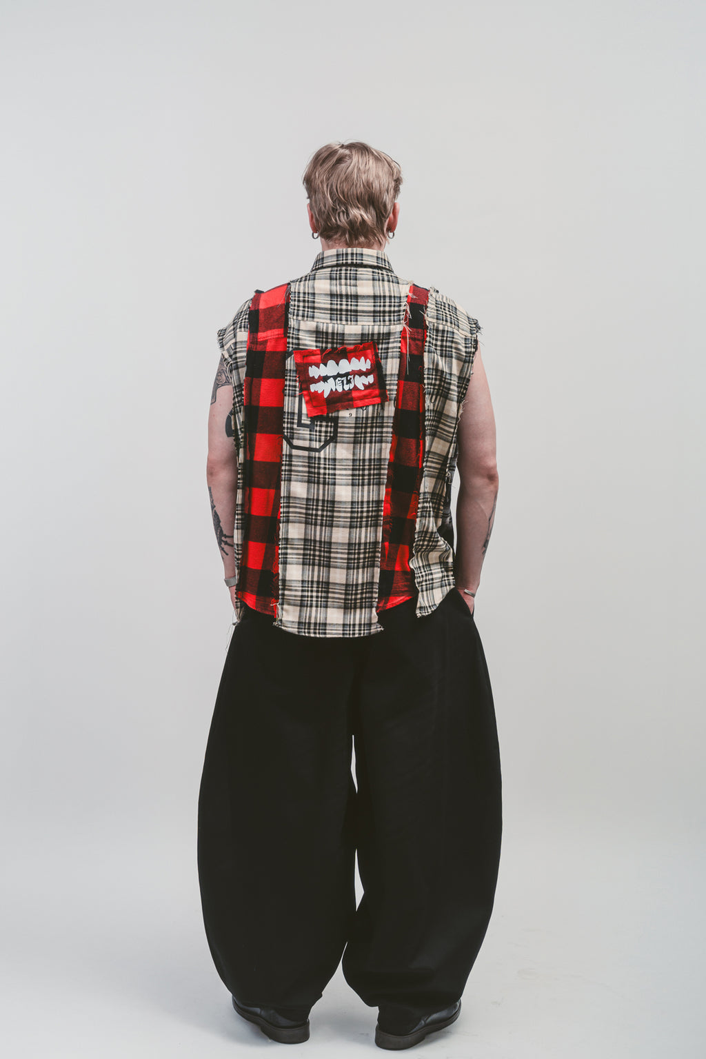 Upcycled 'Axeman' sleeveless shirt | Distressed sleeveless shirt
