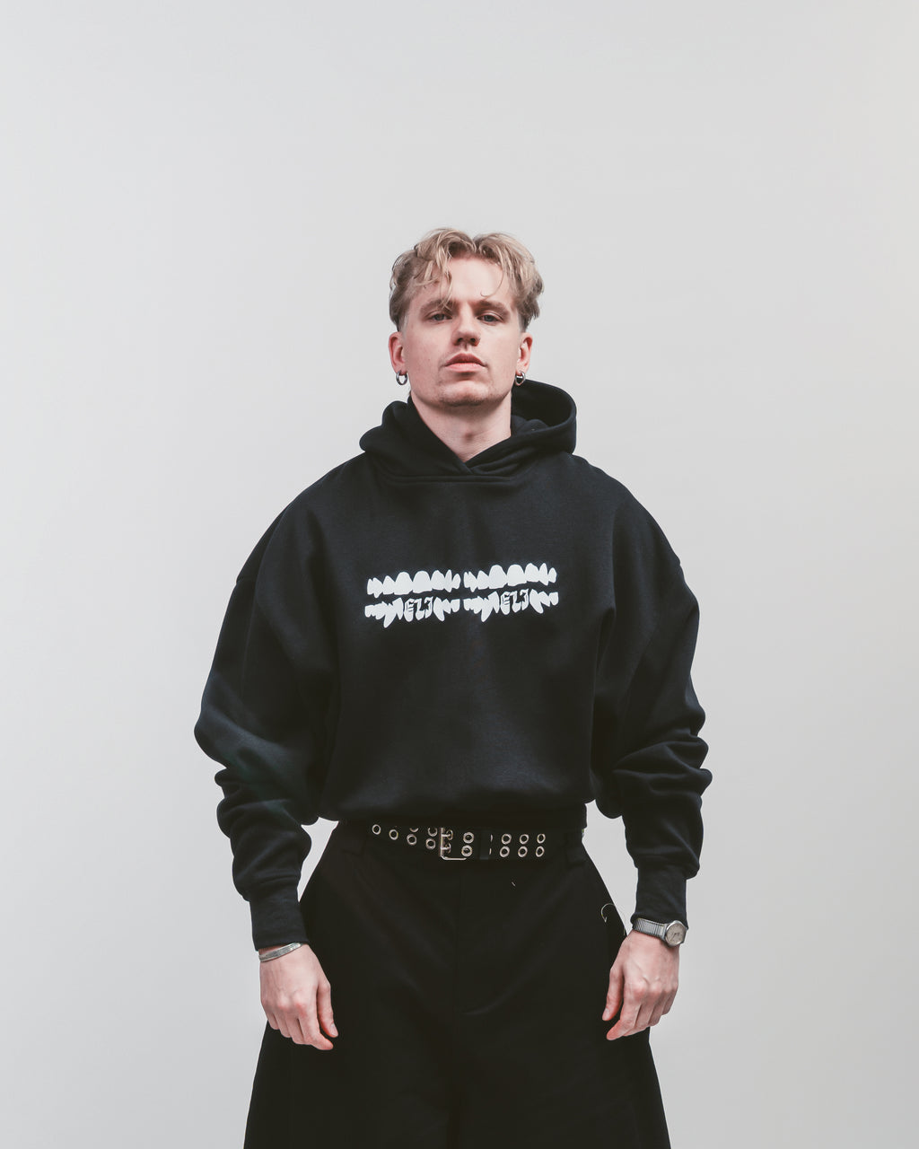 Original 'Double teeth' hoodie | Black college hoodie