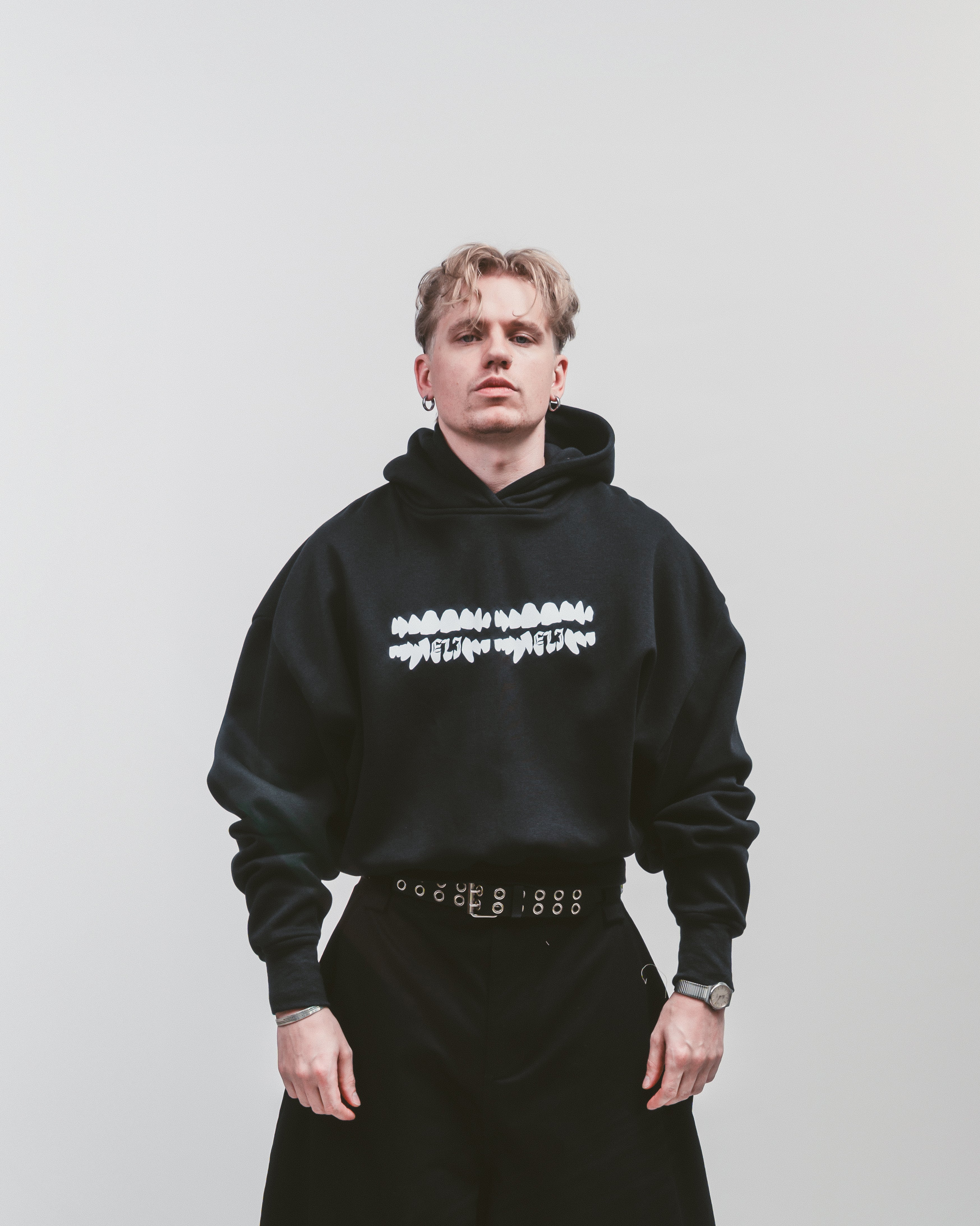 Original 'Double teeth' hoodie | Black college hoodie
