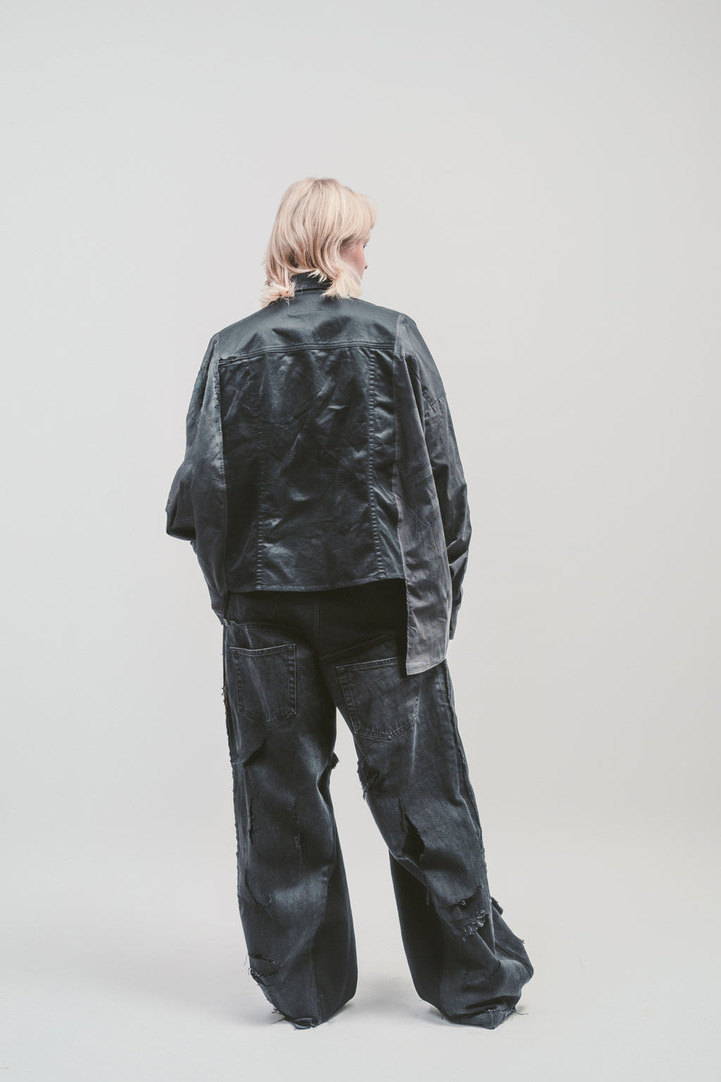 Upcycled 'Charcoal' shirt | Dark button up shirt