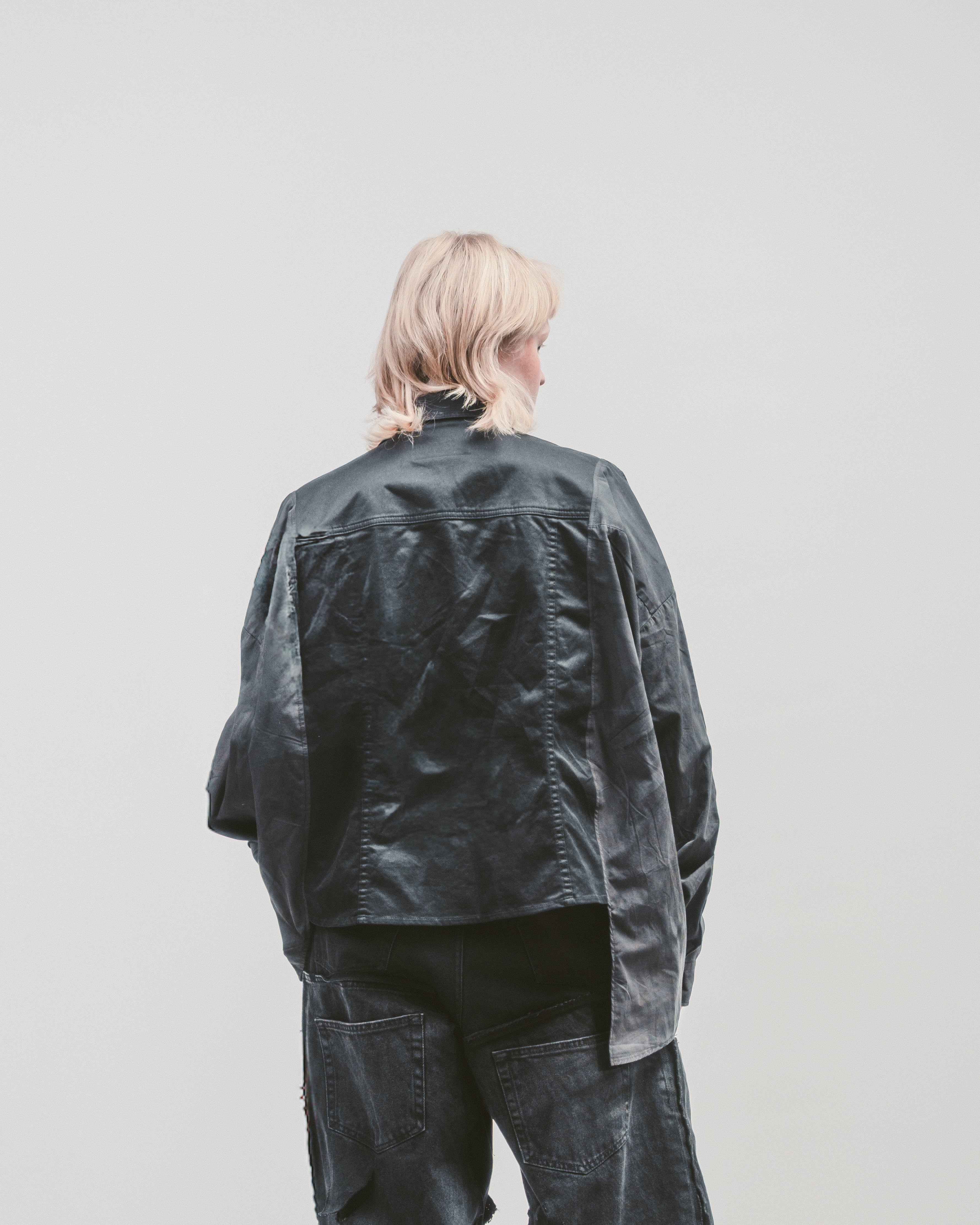 Upcycled 'Charcoal' shirt | Dark button up shirt