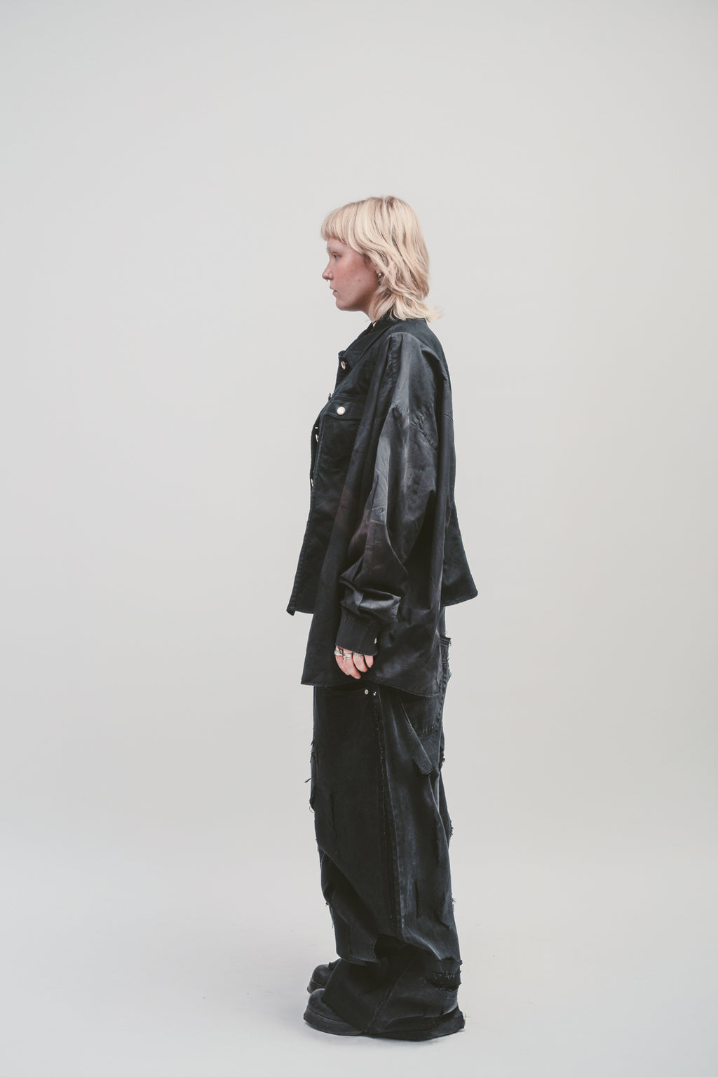 Upcycled 'Charcoal' shirt | Dark button up shirt