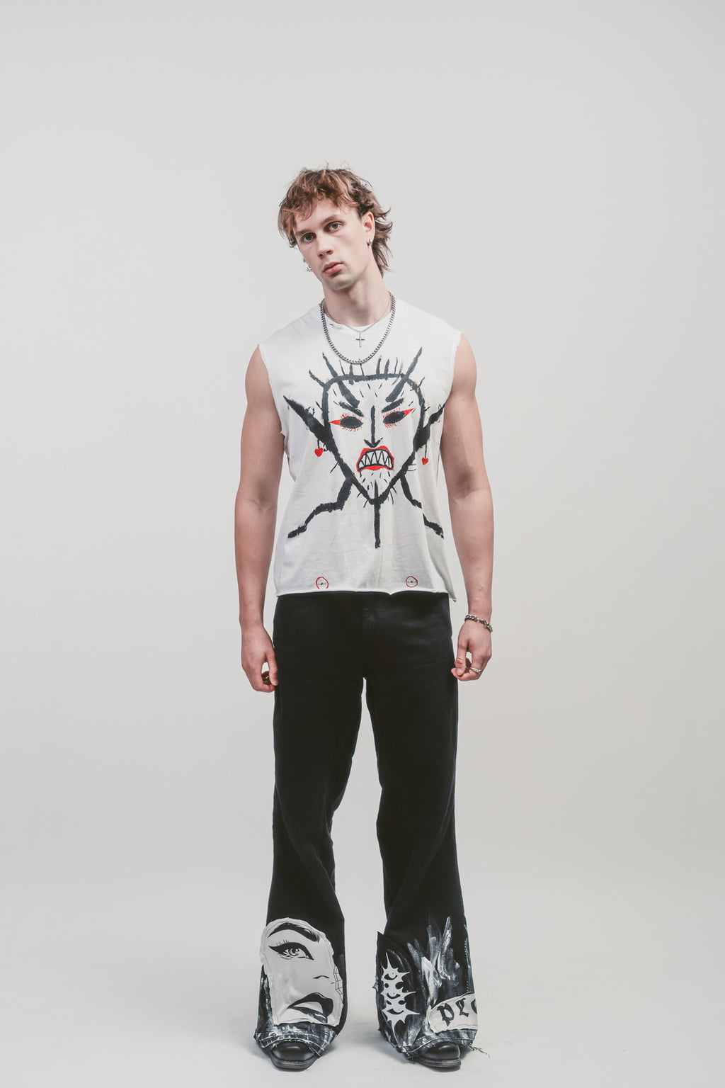 Upcycled 'Pleasant punk' jeans | Dark denim bell bottom jeans