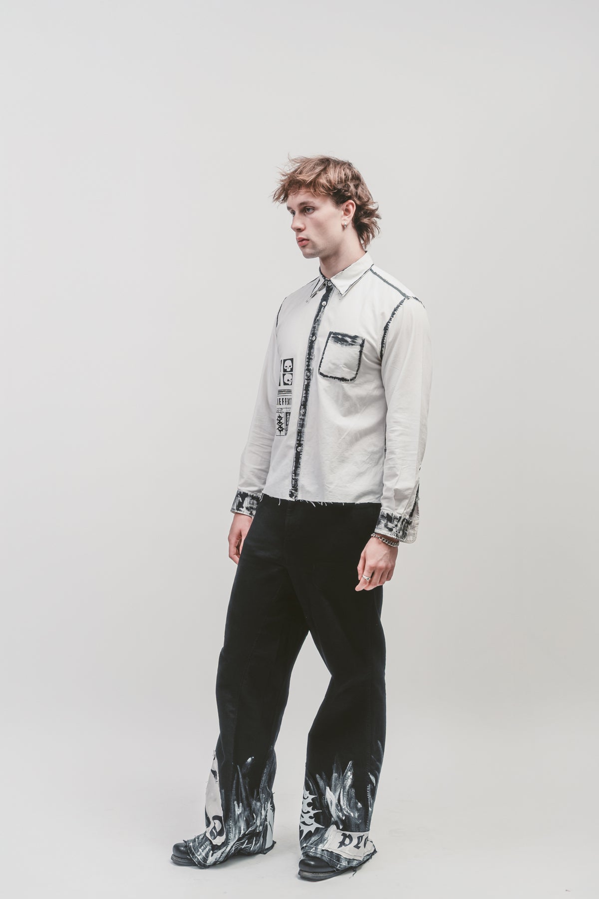 Upcycled 'Pleasant punk' jeans | Dark denim bell bottom jeans