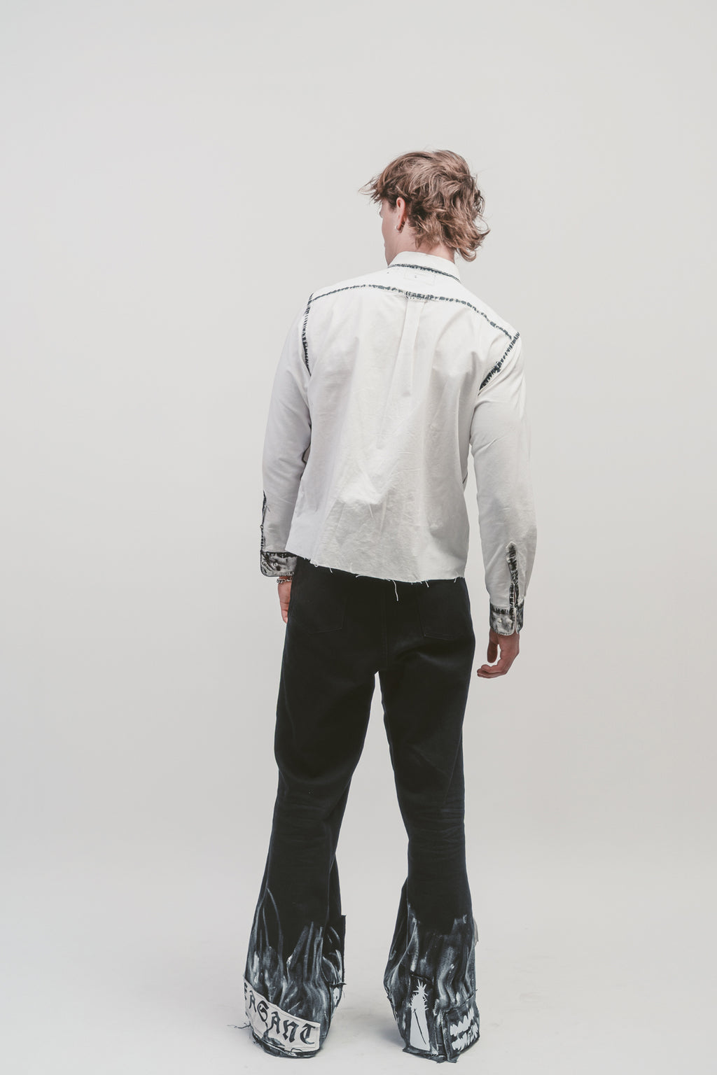 Upcycled 'Pleasant punk' jeans | Dark denim bell bottom jeans