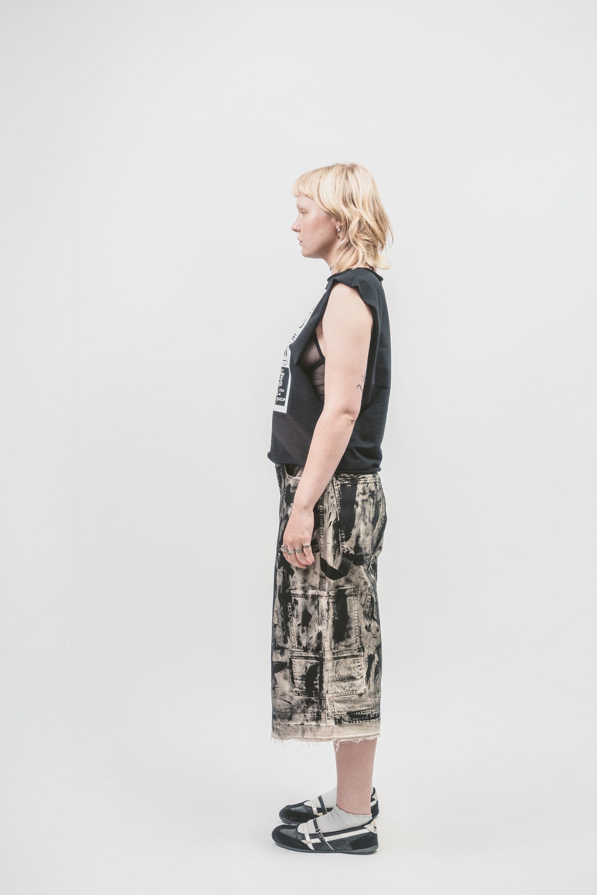 Upcycled 'Painter' shorts | Black painted shorts