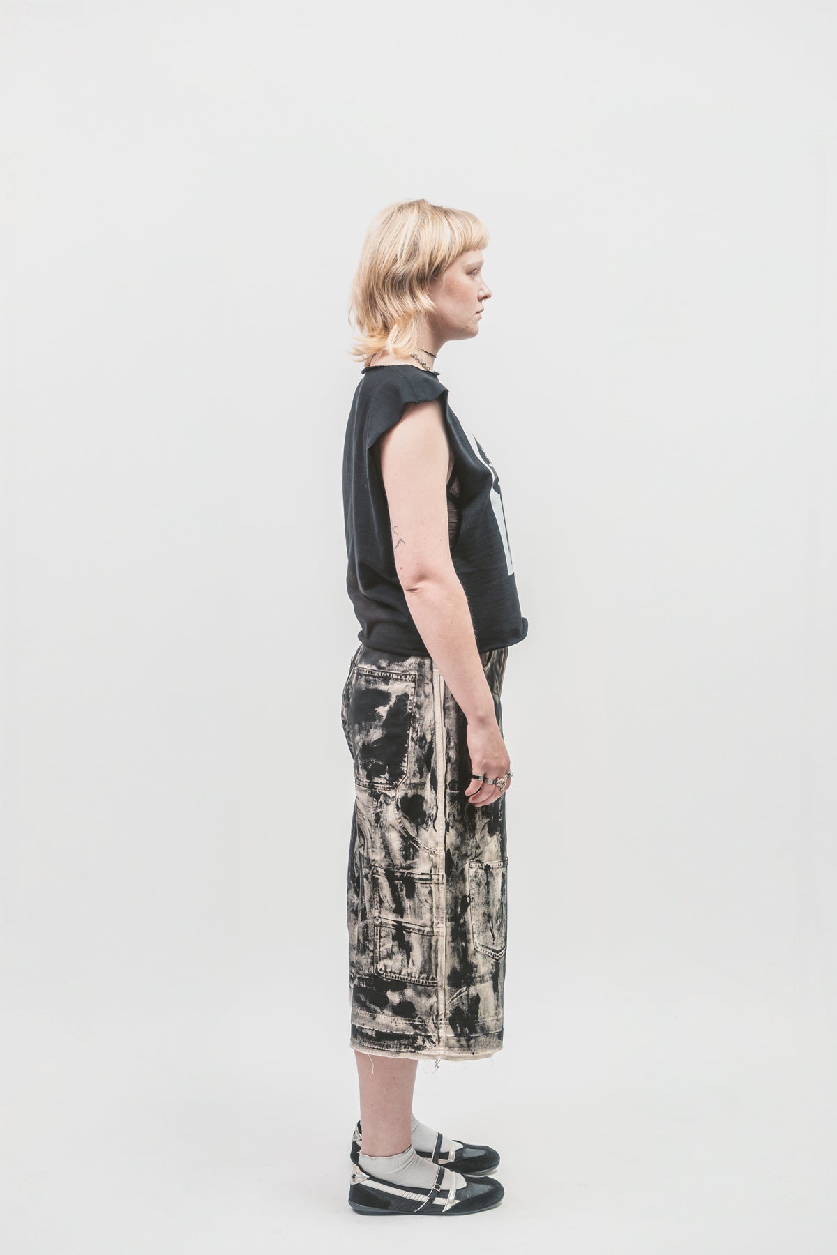 Upcycled 'Painter' shorts | Black painted shorts
